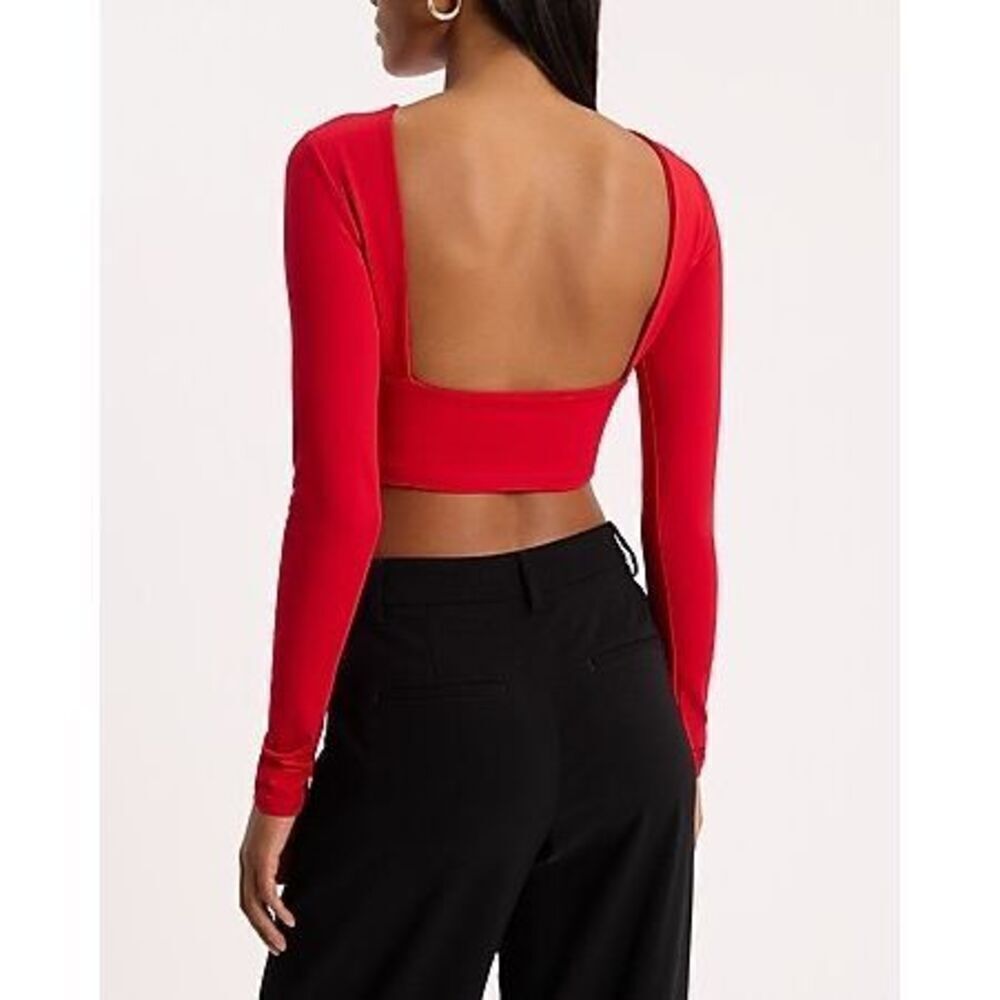 Express Open Back Long Sleeve Crop Top NEW